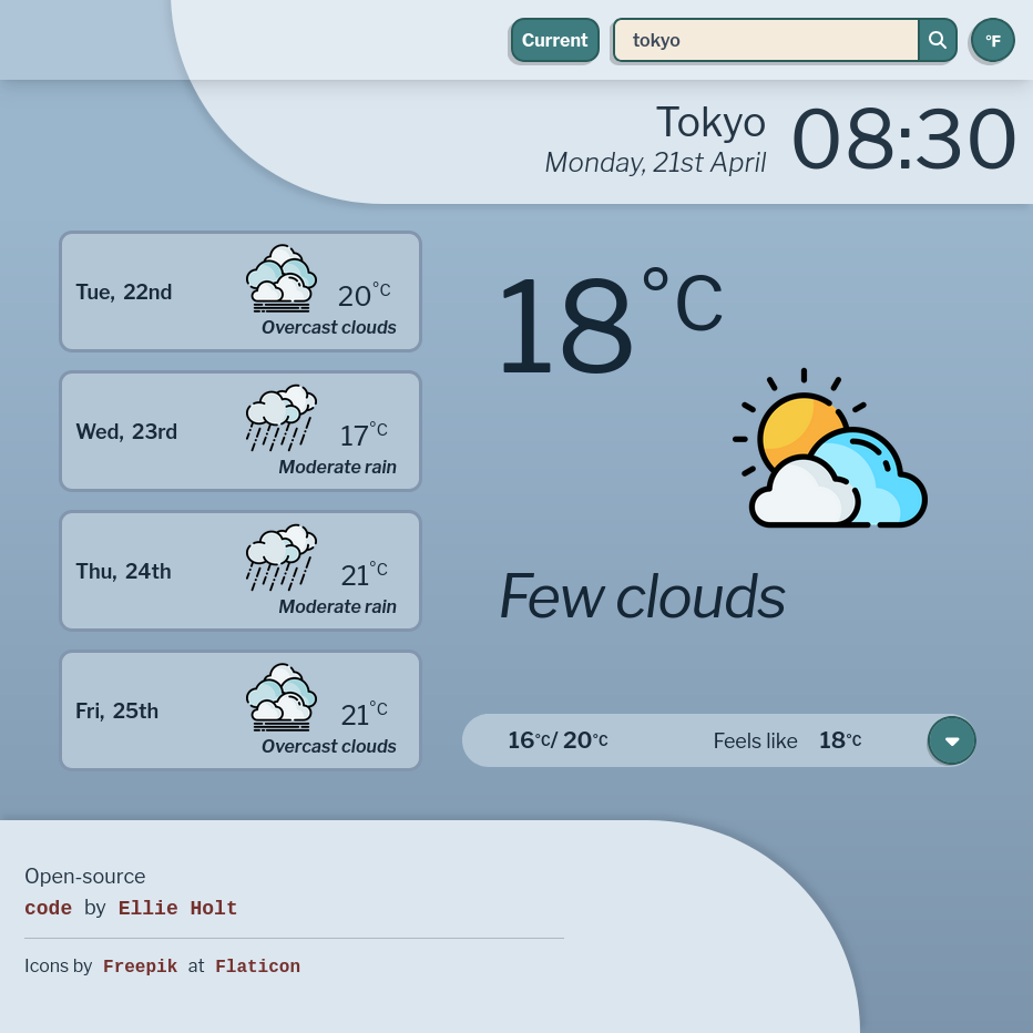 Weather App interface screenshot